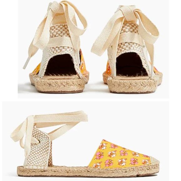 J CREW Printed Canvas Ankle-Wrap Espadrille Sandals - Picture 2 of 4
